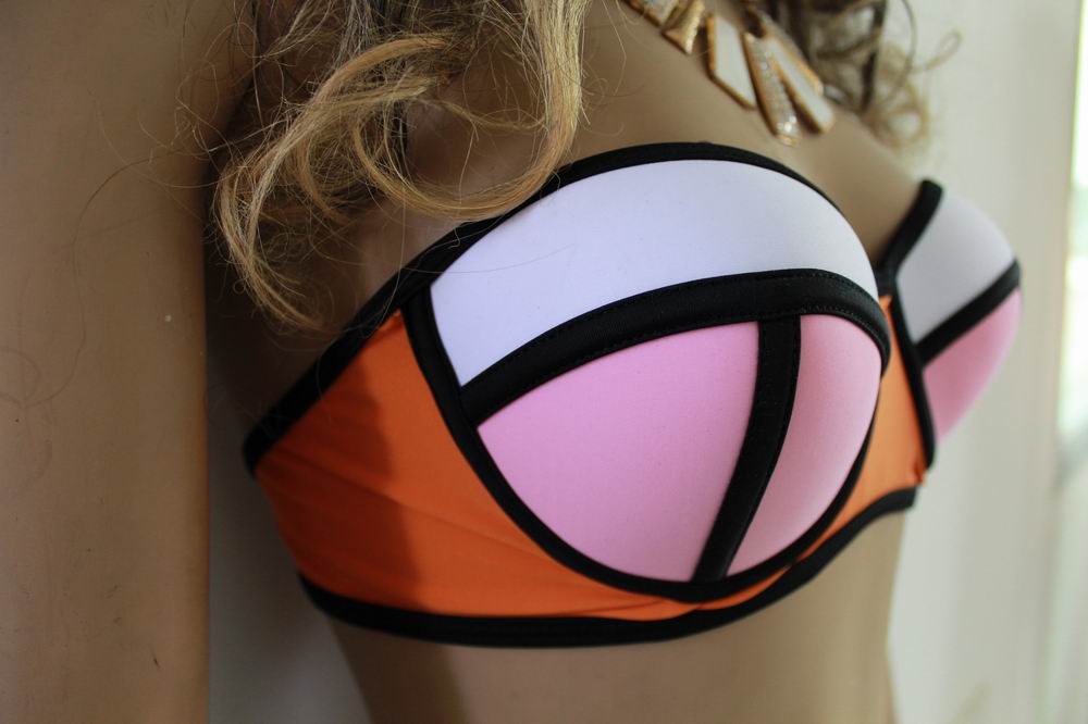 F4297-4Multi Colour Neoprene - Pink and Orange bikini